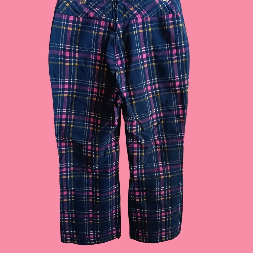 True Vintage Womens Jeans 27x27 1960's PINK/YELLOW/BLUE PLAID REAR ZIP BOOTCUT